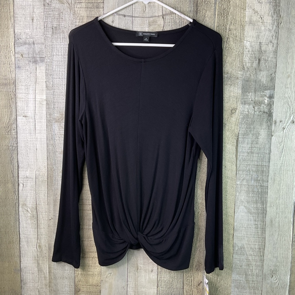 Inc. International Concepts Medium Twist Knot Front 3/4 Sleeve Top Lightweight